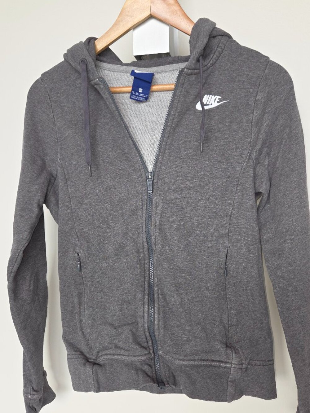 Nike Womens Zip Up Hoodie In Heather Gray Size XS